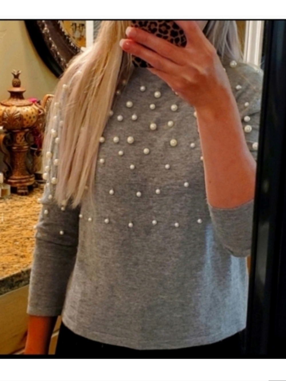 Gianni Bini Gray Knit Top Size S